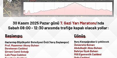 7. GAZİ YARI MARATONU NEDENİYLE KENT MERKEZİNDE BAZI YOLLAR TRAFİĞE KAPATILACAK