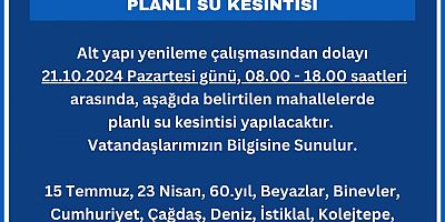 GASKİ, ALTYAPI YENİLEME ÇALIŞMASI KAPSAMINDA PLANLI SU KESİNTİSİ YAPACAK