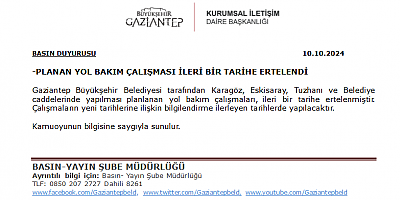 -PLANAN YOL BAKIM ÇALIŞMASI İLERİ BİR TARİHE ERTELENDİ