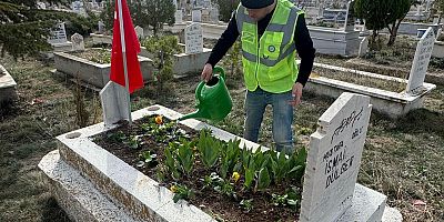 ŞEHİT MEZARLARI ÇİÇEKLERLE DONATILDI
