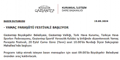 - YAMAÇ PARAŞÜTÜ FESTİVALİ BAŞLIYOR